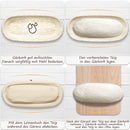 Exitoso Gärkörbchen oval 1kg aus Peddigrohr Ø35cm - Beige inkl. (E-Book Rezept, Leinentuch) - Brot backen mit Gärkörbchen Set - Gärkorb oval Brotbackzubehör Gärform - Garkörbe Brot Brotbacken