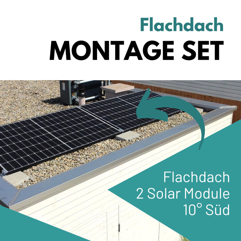 Solarpanel Halterung Flachdach 10° mit Schnell-Montage System für 2 Solarmodule | entwickelt in Österreich | Aufständerung Befestigung für PV Solar Balkonkraftwerk von D&D Living®