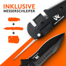 Wolfgangs AUXILUM Zweihand Rettungsmesser Set aus 440C Stahl - LEGAL in Deutschland zu führen mit Glasbrecher & Gurtschneider - Survival Klapp-Messer Outdoor-Messer - Mit Premium Messerschärfer