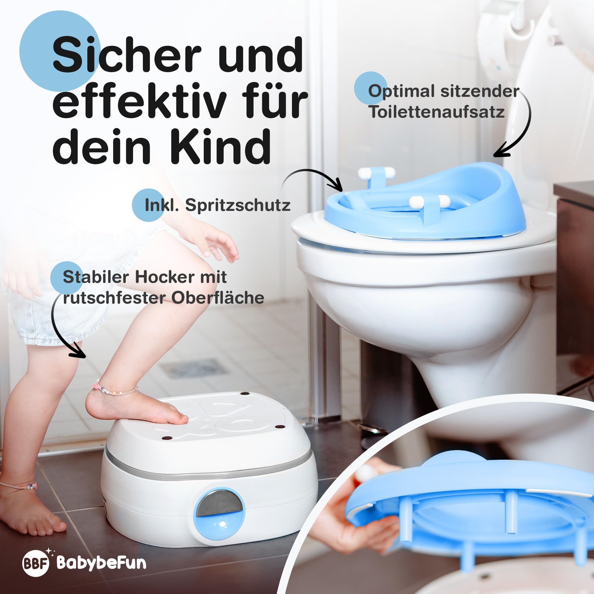 BabybeFun 3in1 Töpfchen + Toilettensitz Kinder + Hocker/Kindertoilette für das Töpfchentraining für Kinder ab 2 Jahre gelb