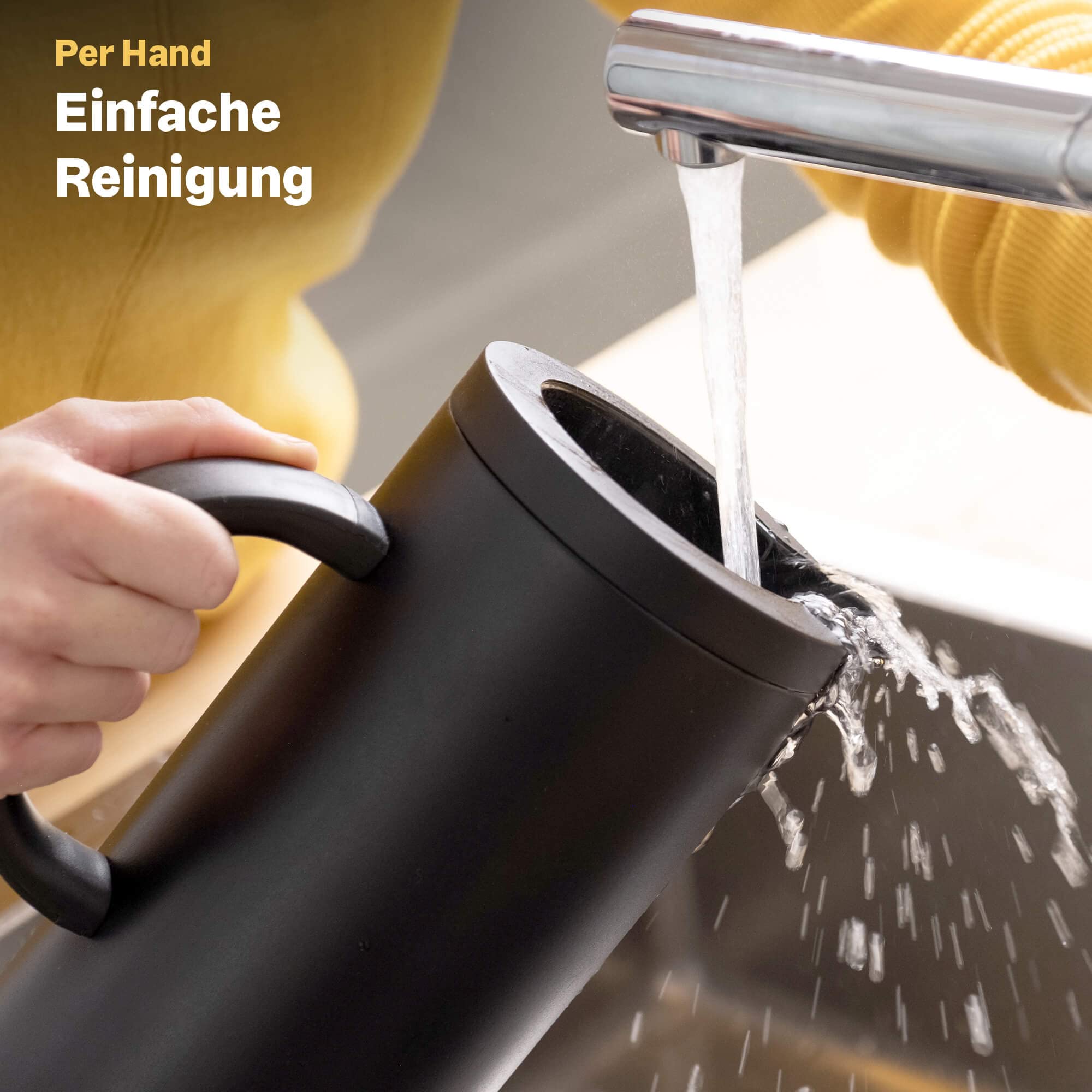 SILBERTHAL Thermoskanne 1l Edelstahl - Doppelwandige Isolierkanne mit Drehverschluss & Glaseinsatz - Moderne Kaffeekanne in Schwarz Matt