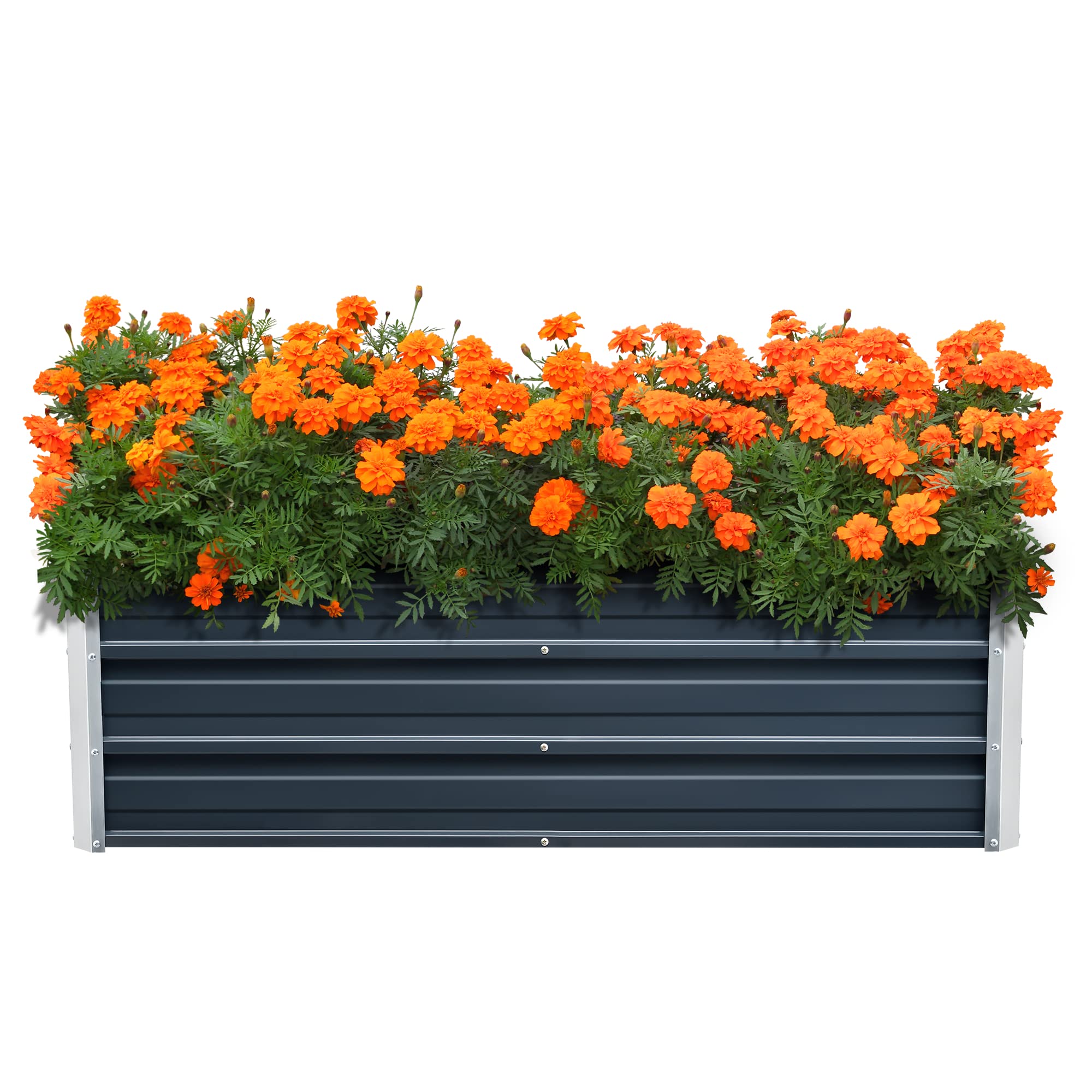 [en.casa] Pflanzbeet Nijmegen 125 x 47 x 40 cm Blumenbeet mit 1 Mittelstrebe Hochbeet wetterfest Pflanzkasten verzinkter Stahl Anthrazitgrau