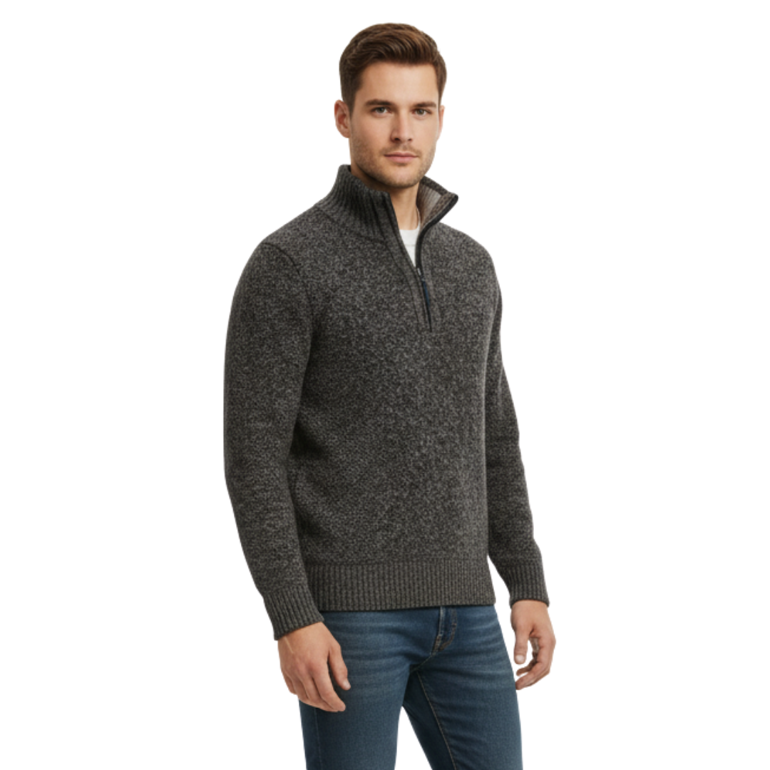 MerinoEdge Strickpullover mit Halb-Reißverschluss