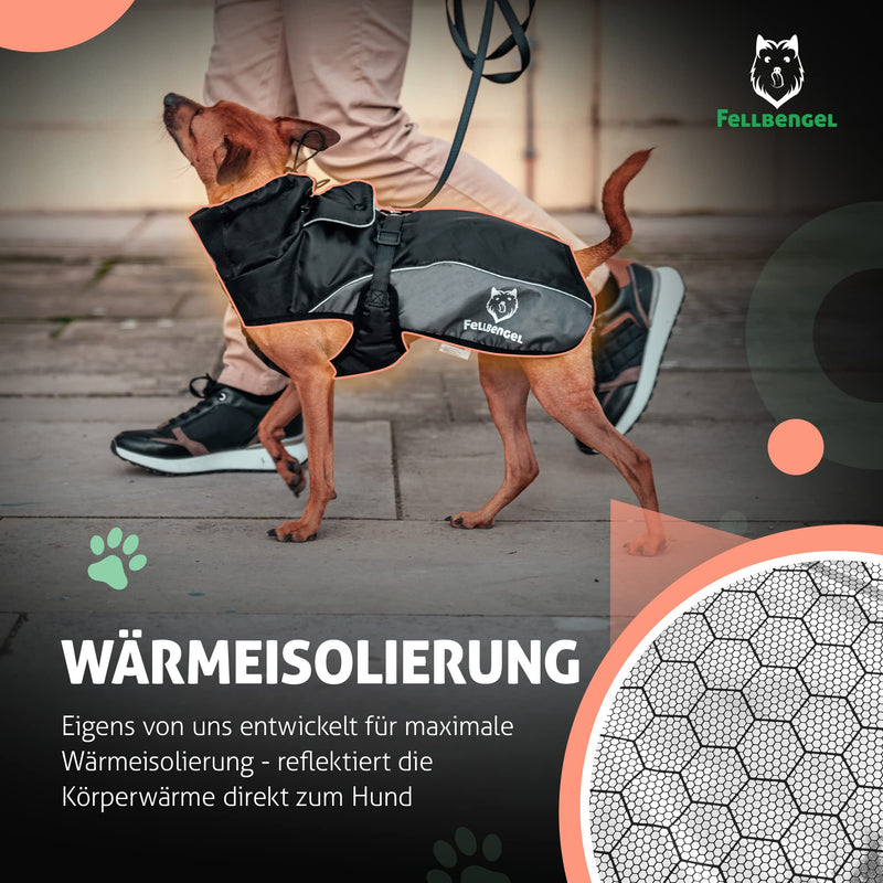 Fellbengel Hundemantel für kleine und große Hunde [6 Größen] + stufenlos verstellbar Regenmantel Wintermantel Hund wasserdicht mit Thermo-Material und ergonomischem Schnitt - Größe wählen