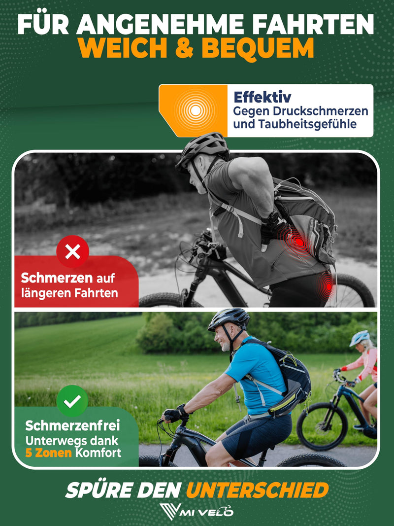 MIVELO Comfort PRO Fahrradsattel mit Memory Foam I Fahrrad Sattel Damen I Fahrradsattel Herren bequem & ergonomisch (MTB)