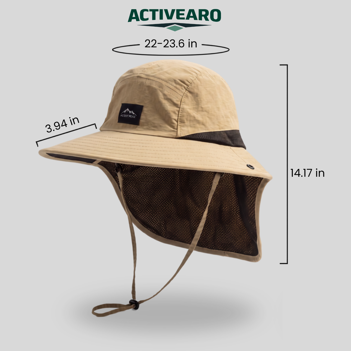 Packbarer Angelhut mit breiter Krempe – Sonnenhut mit Nackenschutz und Kinnriemen