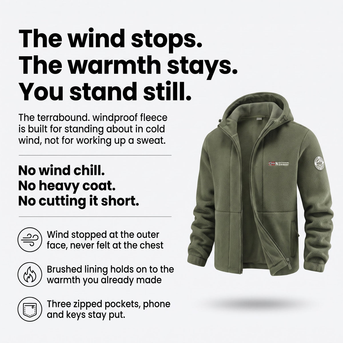 Herren Winddichte Fleecejacke – atmungsaktive Outdoor-Schicht