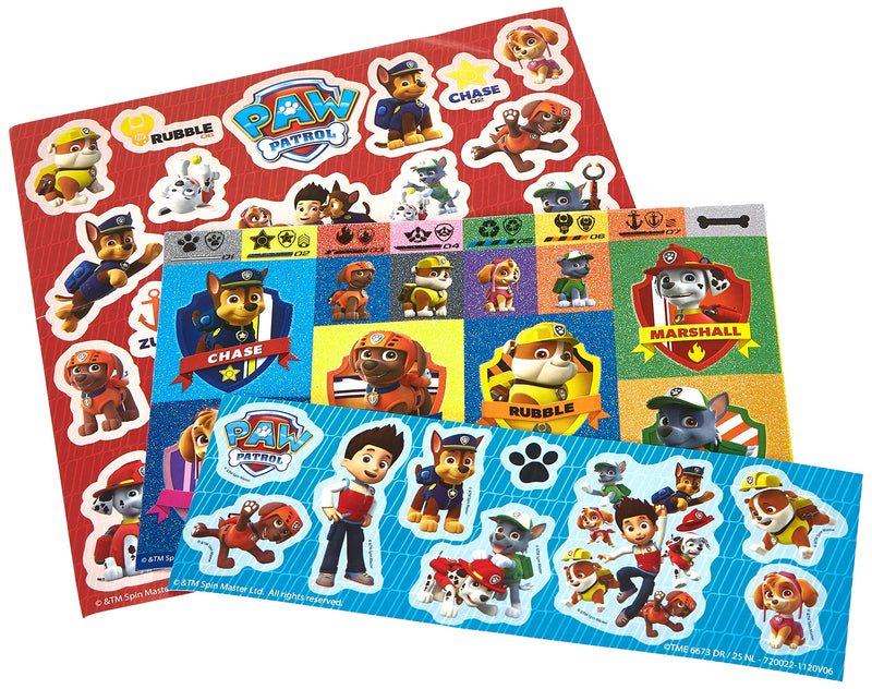 Totum BJ720022 Patrol Stickerbox mit 3 Stickerbögen und über 50 Stickern mit Chase, Marshall, Rocky, Zuma, Rubble, Skye und Everest – TM Essentials 720022