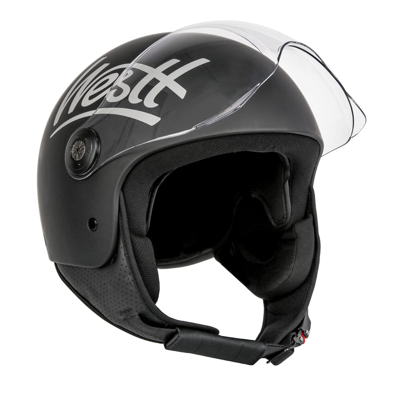 Westt Classic Jethelm Motorradhelm Helm - Vintage Stil - Matt Schwarz - ECE Zertifiziert