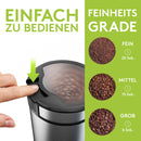 ﻿﻿Liebfeld Kaffeemühle Elektrisch aus Edelstahl - Coffee Grinder für Kaffee, Gewürze, Nüsse - Elektrische Kaffeemühle für bis zu 10 Tassen - Mahlgrad variabel - Espressomühle - Gewürzmühle