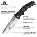 Wolfgangs UNDIQUE Zweihand Klappmesser aus feinem 440C Stahl - LEGAL in Deutschland zu führen - Outdoor Messer mit Multifunktions-Klinge - Starkes Survival Messer - Jagdmesser Bushcraft (SatinFinish)