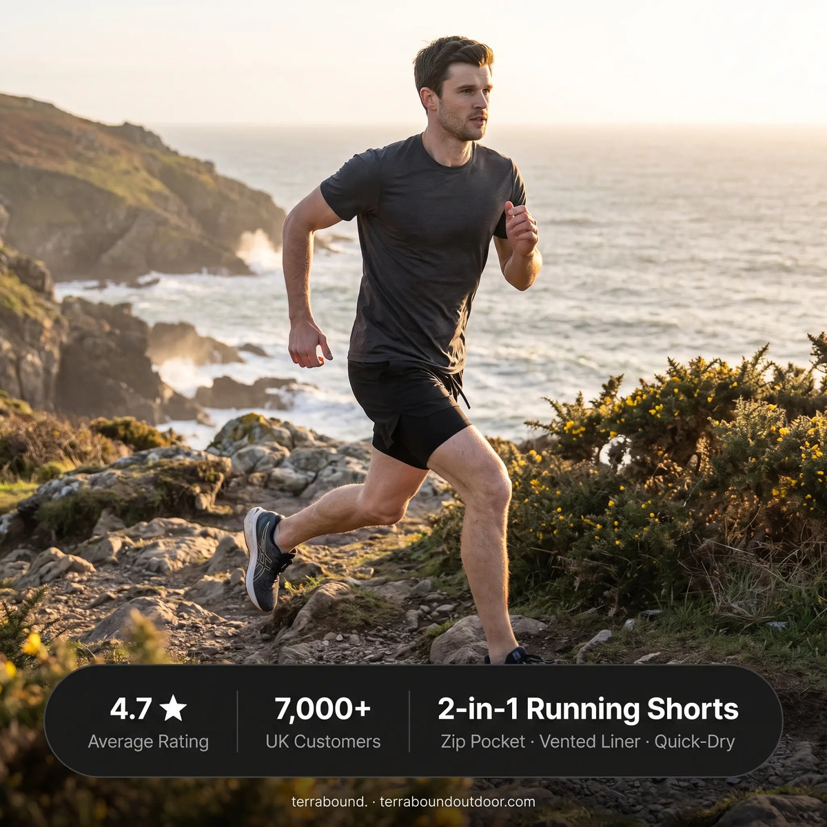 Herren Laufshorts 2-in-1 – mit Innenslip, Handytasche und Reißverschluss