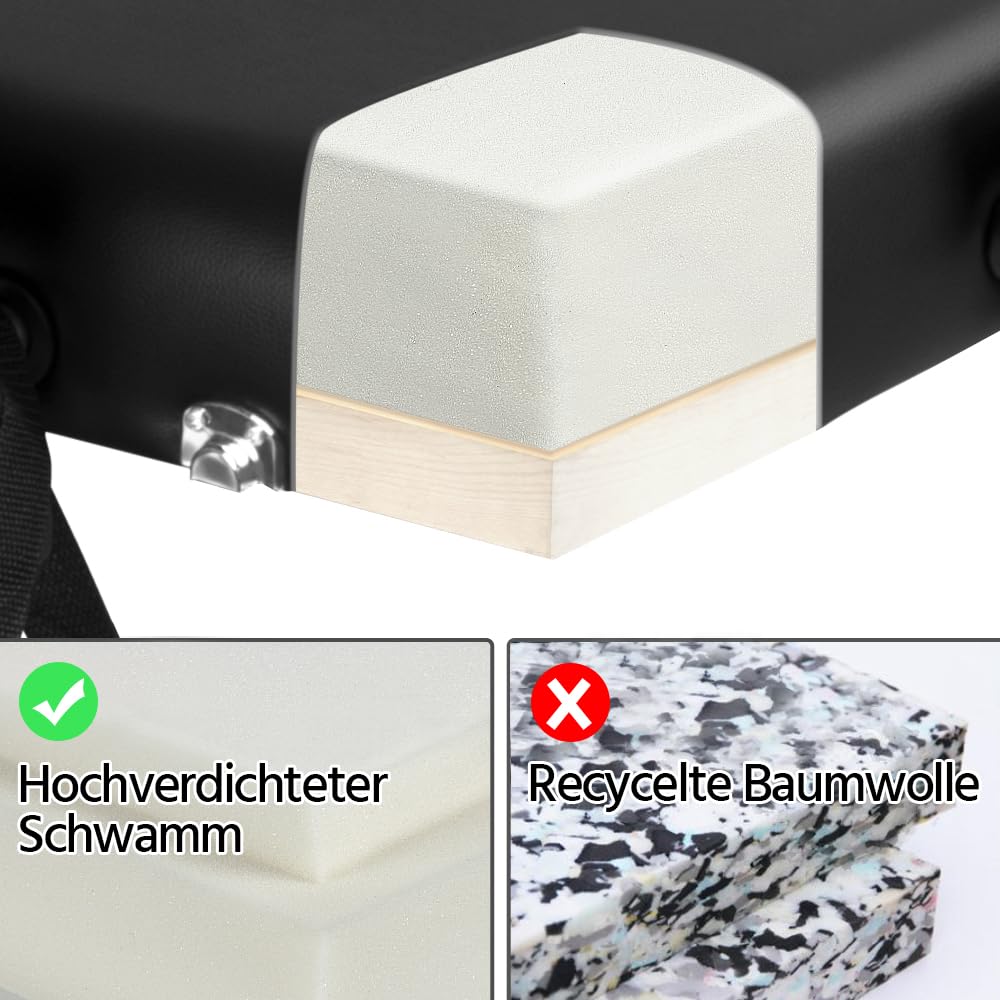 Yaheetech 3-Zonen Massageliege Tragbare Massagebank Höhenverstellbarer Massagetisch mit Kopfstütze und Abnehmbare Armlehnen für Physiotherapie, Schwarz