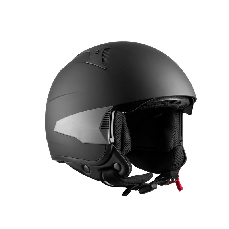 Westt Rover l Jethelm Motorradhelm Helm l 3 austauschbare Seitenteile l Sonnenblende Retro Stil l Matt Schwarz l ECE Zertifiziert l Größe M