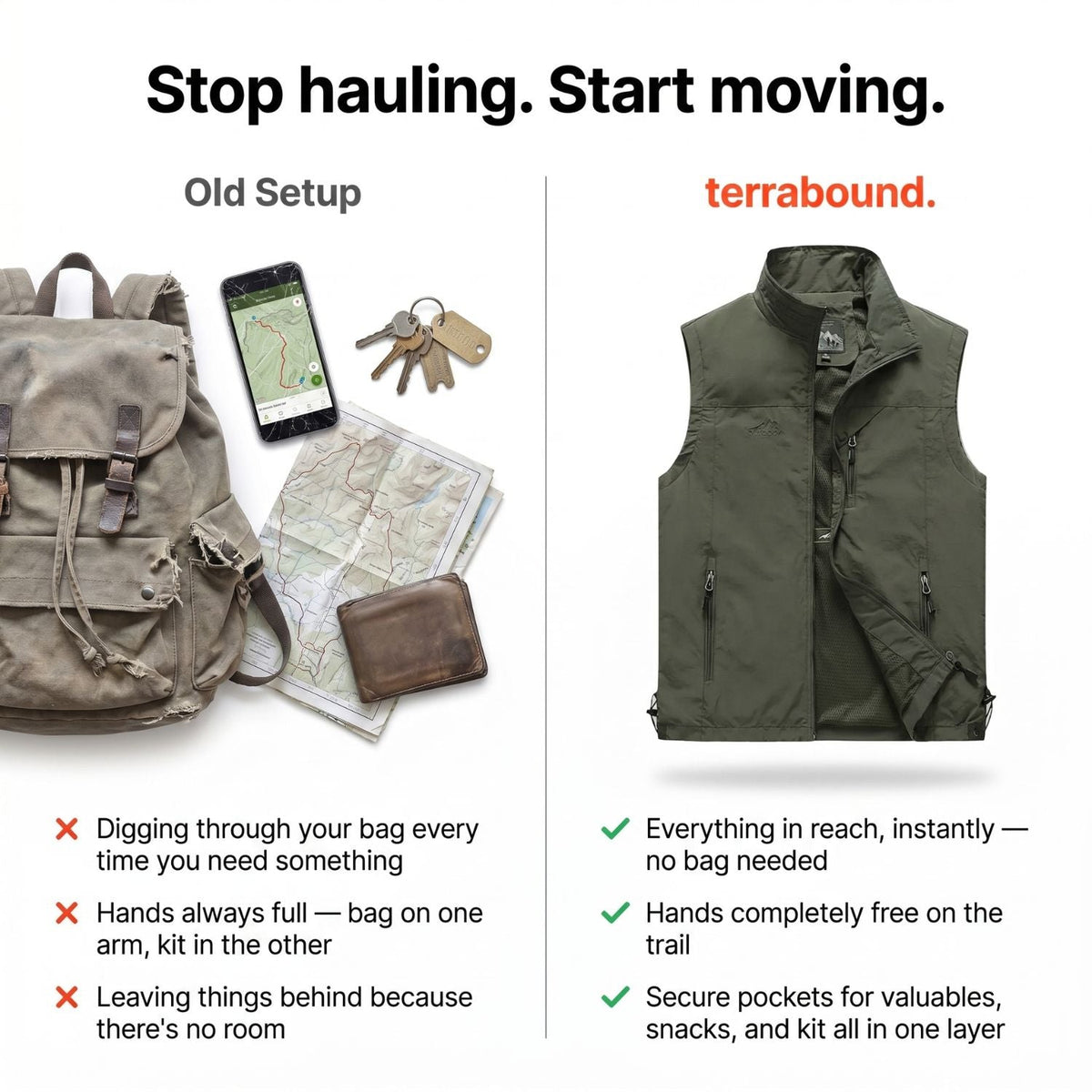Leichte, atmungsaktive Wanderweste – Multitaschen-Outdoor-Schicht