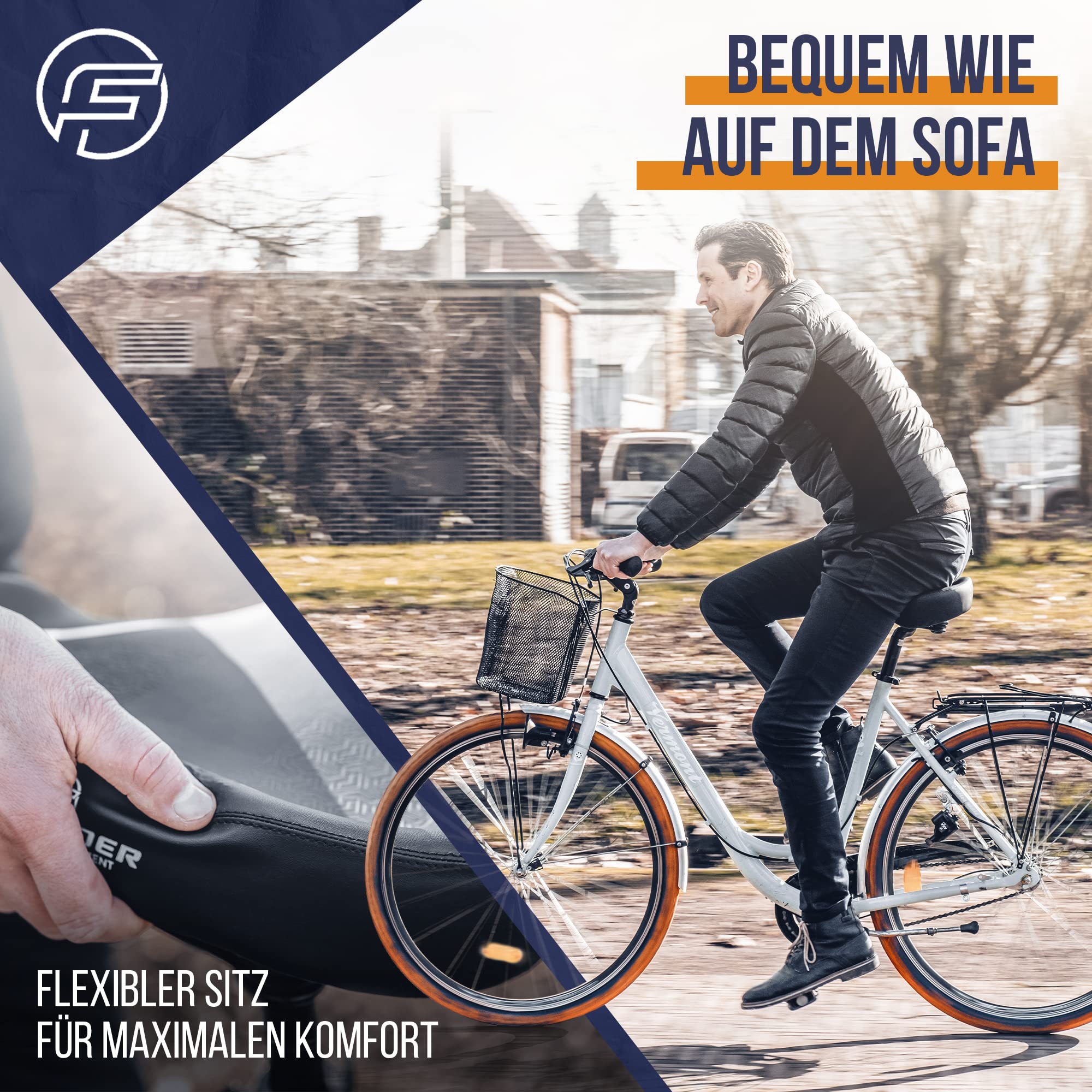 FORRIDER Fahrradsattel bequem | Ergonomischer Sattel mit Gesäßstütze [ÜBERGROSSE Sitzfläche] - City, Trekking, E-Bike, Heimtrainer – Damen & Herren