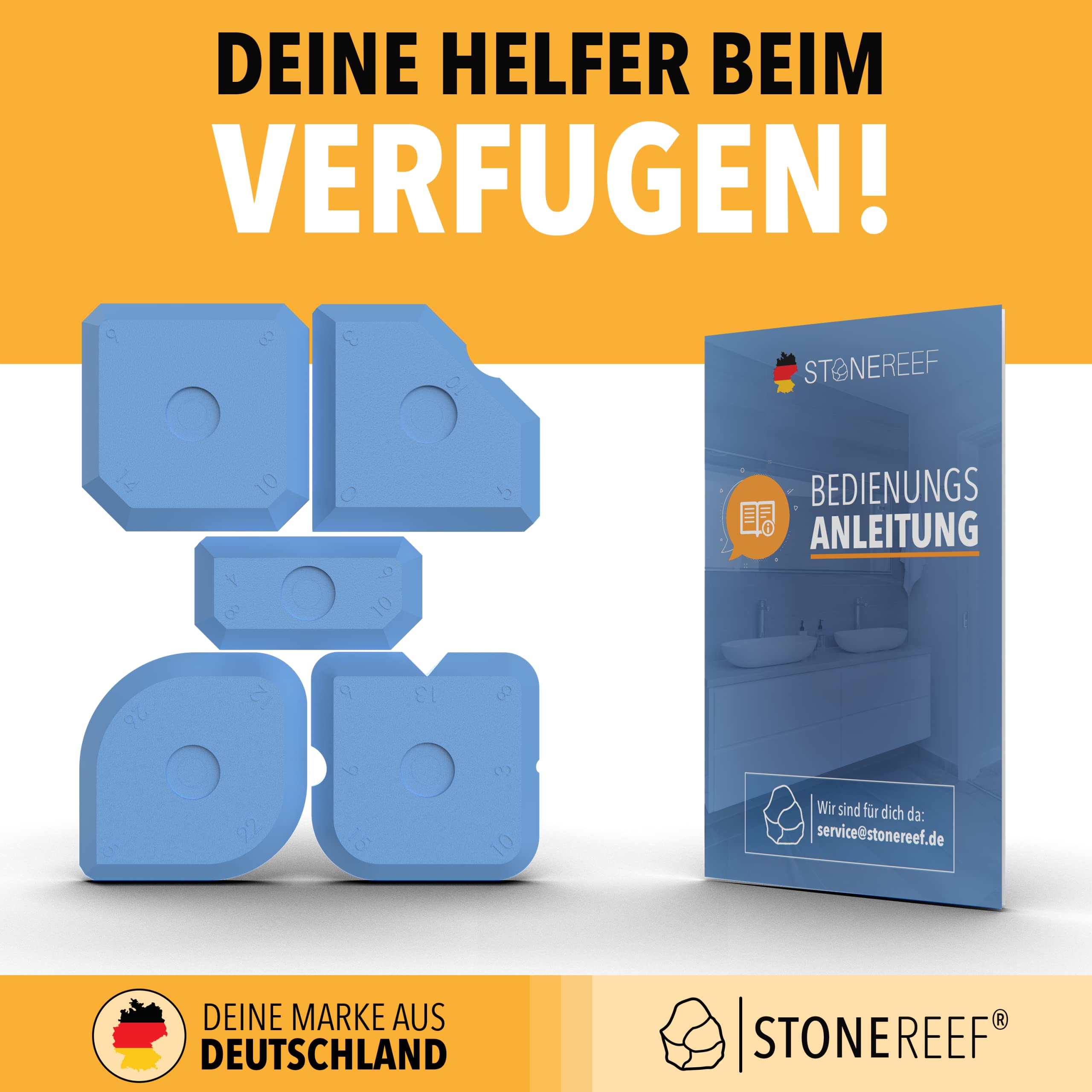 STONE REEF Silikon Abzieher Fugen 5in1 SET - Silikonfugen Abzieher Silikonabzieher Fugenabzieher Silikon Profi Fugenglätter Silikon Fugenabzieher - Silikonspachtel Fugenspachtel Fliesen Silikonglätter