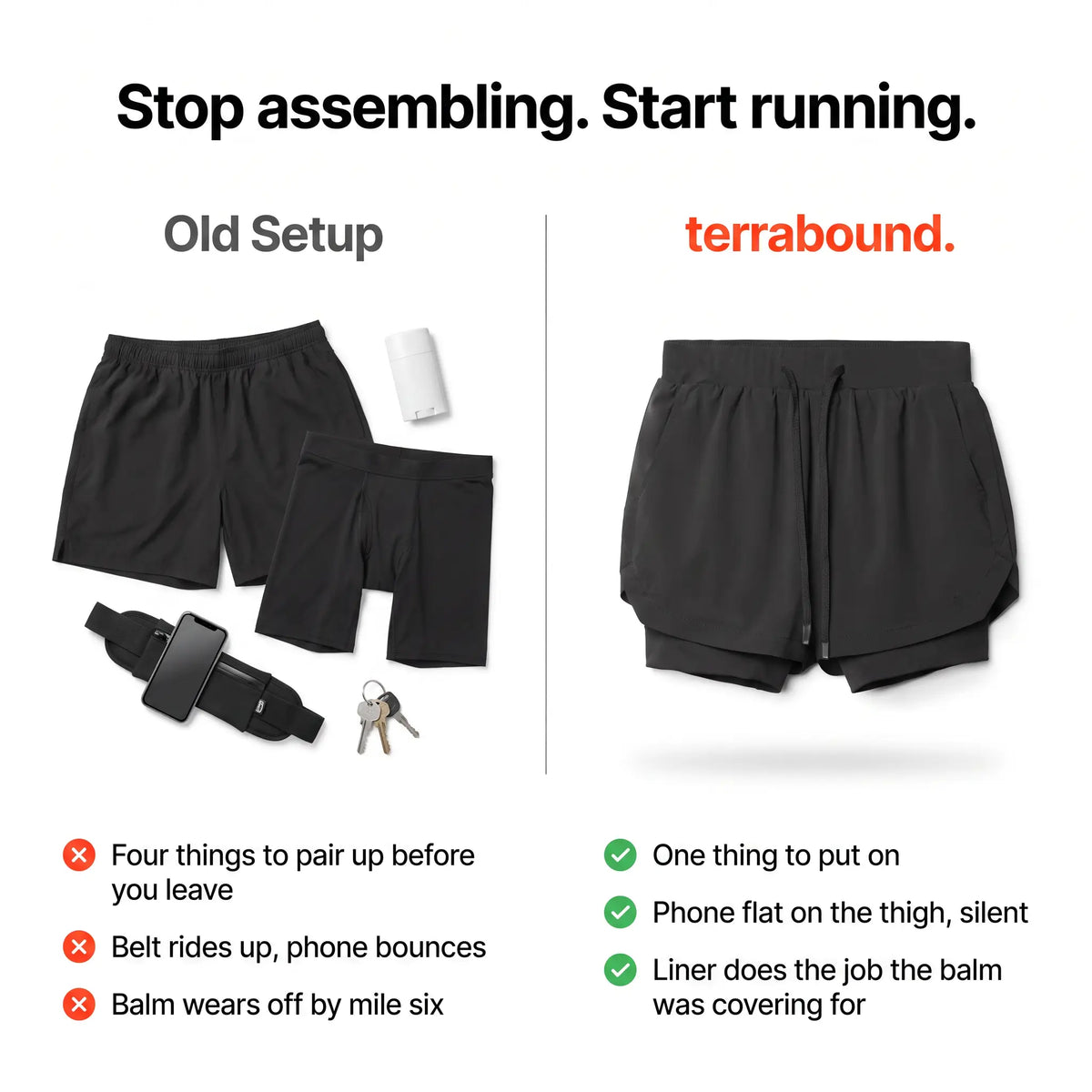 Herren Laufshorts 2-in-1 – mit Innenslip, Handytasche und Reißverschluss