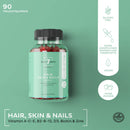 Hair Skin Nails Gummies Fruchtgummis zuckerfrei: Vitamin A C D E B2 Biotin Zink Haut Haare & Nägel | Vitamingums Frucht Gummi Bärchen Haarvitamine | Gummibärchen ohne Zucker| Vitamingummi vegan Gum