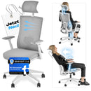 VALKENSTOL M3 Pro Ergonomischer Bürostuhl 150 kg Grau – [Höhenverstellbare Lordosenstütze] Schreibtischstuhl Bürostühle Bürostuhl Ergonomisch PC Stuhl Drehstuhl Office Chair Ergonomic Weiss