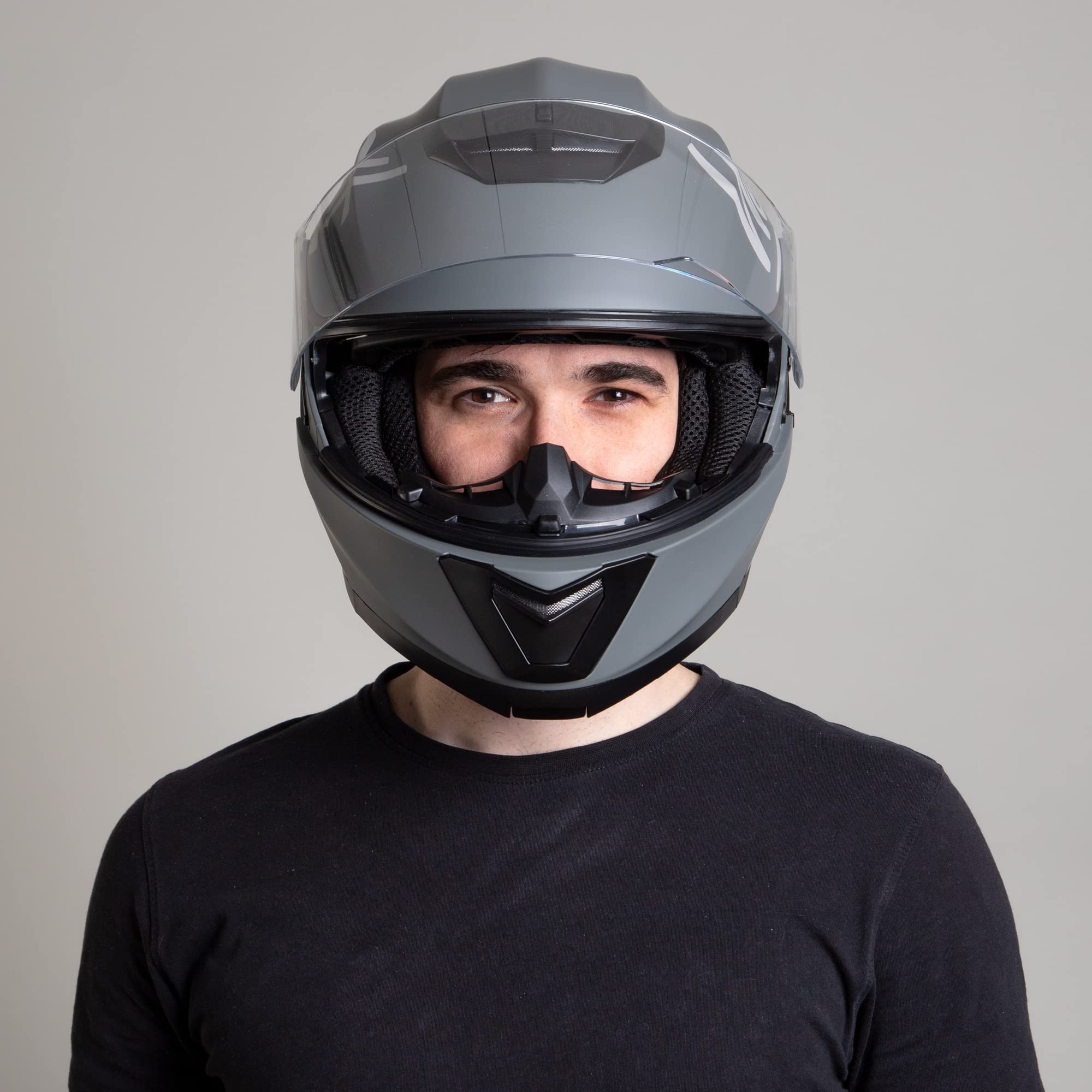 Westt Klapphelm Flip up Motorradhelm Integralhelm Herren Damen mit verstärktem Kinnschutz Chopper Moped Mofa Roller Modular Helm Motorrad mit ECE DOT Zertifizierung, grau, M (55-56 cm)