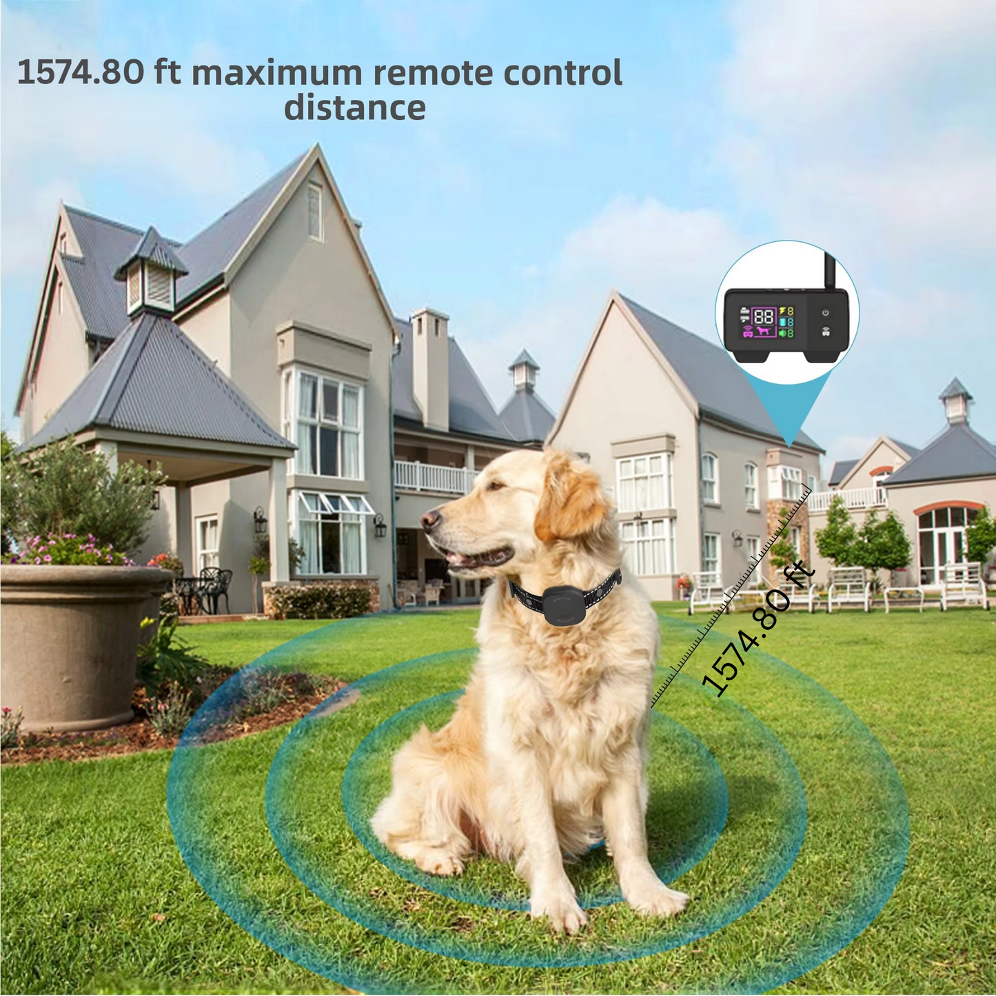 Rebolet | Ultimatives Sicherheits 1.574,8 Fuß Wireless Hundezaun-System mit wiederaufladbarem, wasserdichtem Halsband