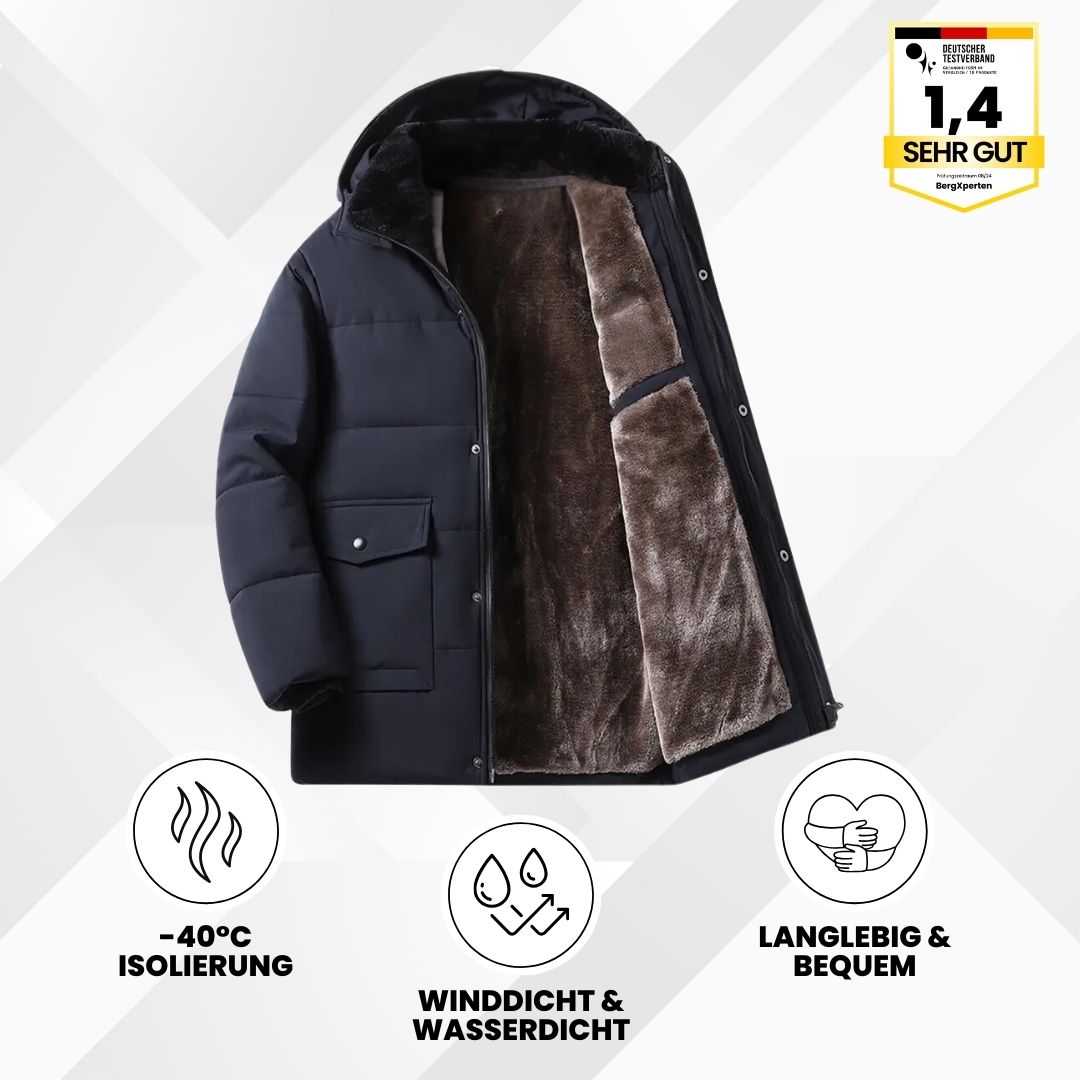 Rebolet | ThermoMax - Herren-Kapuzenjacke für den Winter – Dick gefütterter, lässiger Windbreaker mit Taschen