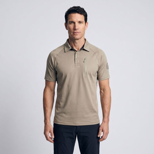 Herren Schnelltrocken-Poloshirt – Reißverschlusstasche, Outdoor