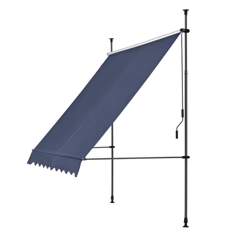 pro.tec Klemmmarkise Stem Markise ohne Bohren 350 x 120 x 220-309 cm Balkonmarkise mit Handkurbel Sonnenschutz Stahlgestell Dunkelblau