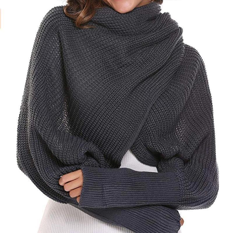 Rebolet | Herbst- und Wintermode gehäkelter Strickschal mit Ärmeln