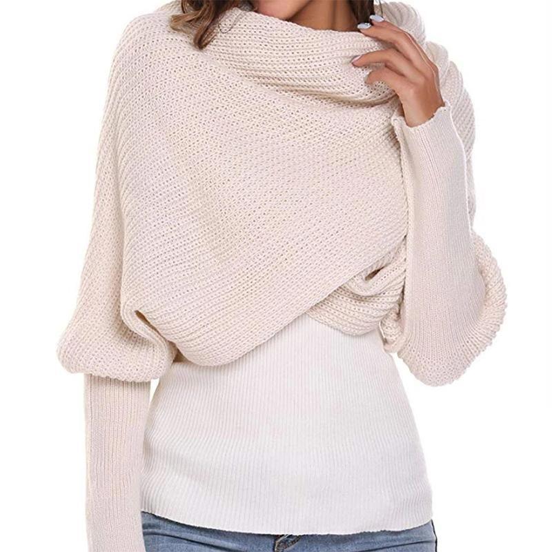 Rebolet | Herbst- und Wintermode gehäkelter Strickschal mit Ärmeln