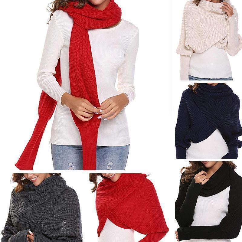 Rebolet | Herbst- und Wintermode gehäkelter Strickschal mit Ärmeln