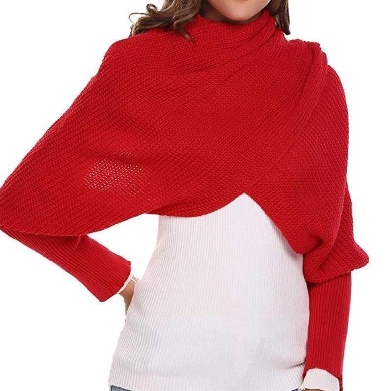 Rebolet | Herbst- und Wintermode gehäkelter Strickschal mit Ärmeln