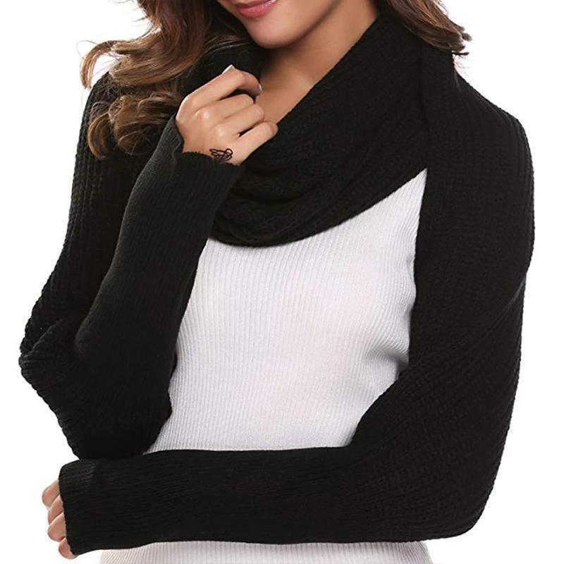 Rebolet | Herbst- und Wintermode gehäkelter Strickschal mit Ärmeln