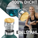 Trinkflasche Edelstahl mit Strohhalm, Infuser + 3 Deckel: BPA-frei, Auslaufsicher, Kohlensäure geeignet - Wasserflasche Fahrrad Thermosflasche Isoliert Isolierflasche Sport Wasser Flasche Kinder Tee