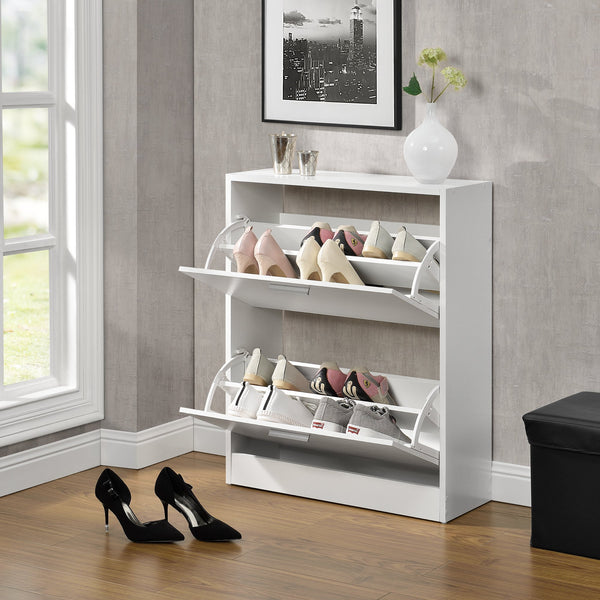 [en.casa] Elegante Schuhablage Schuhschrank Spanplatte mit Melaminbeschichtung Weiß