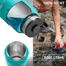 Trinkflasche Edelstahl ACTIVE FLASK + Strohhalm (3 Deckel) BPA-frei, Auslaufsicher, Kohlensäure geeignet - Wasserflasche Fahrrad Thermosflasche Isoliert Isolierflasche Sport Wasser Flasche Kinder Tee