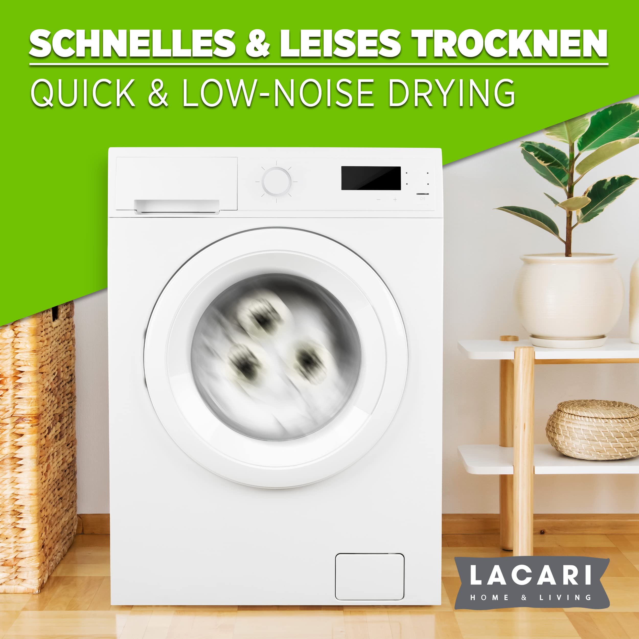 Trocknerbälle | 6X Trocknerbälle für Wäschetrockner | Lacari ORIGINAL Trocknerball aus hypoallergener Schafwolle | Dryer Balls für schnelles Trocknen | Trocknerbälle für Daunenjacken