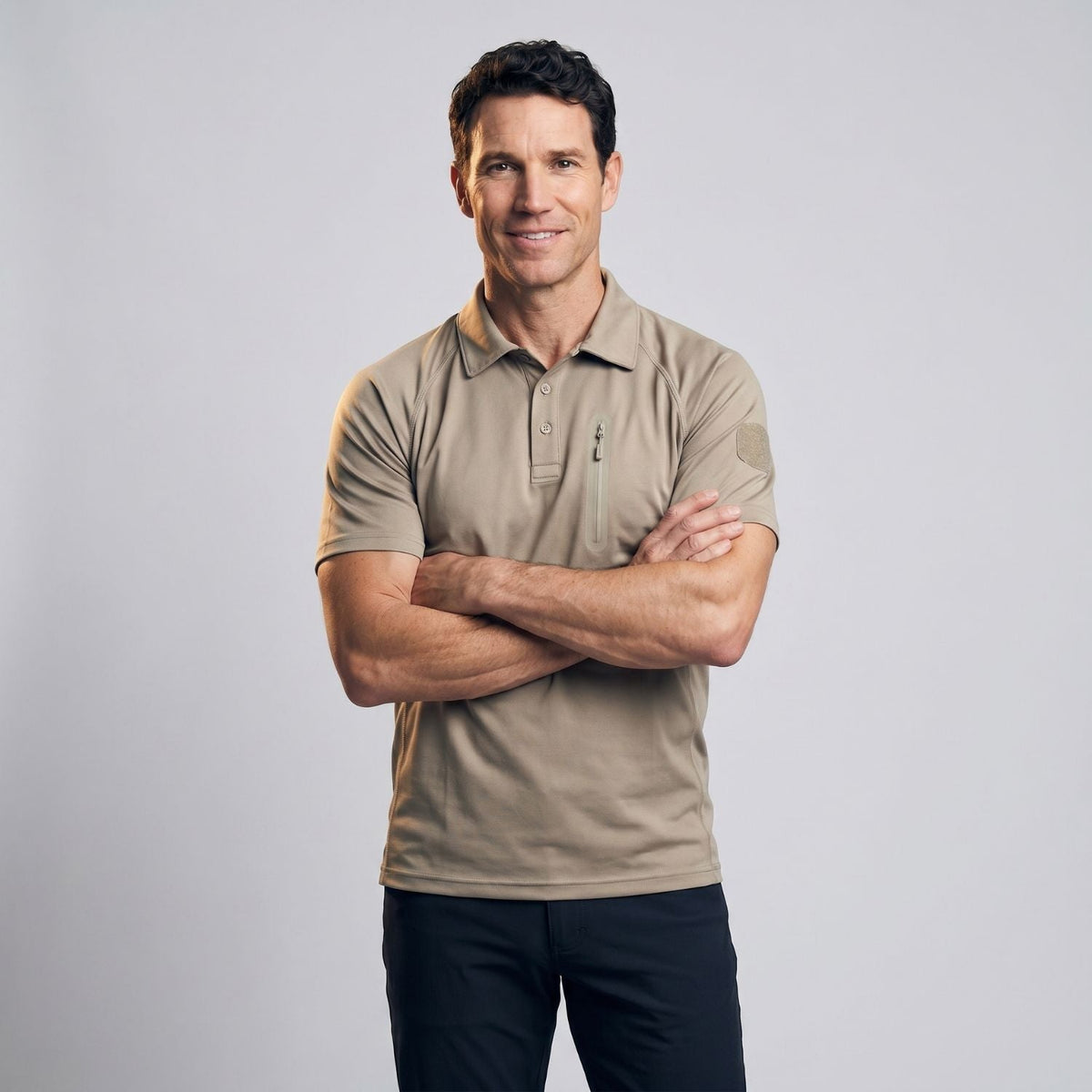 Herren Schnelltrocken-Poloshirt – Reißverschlusstasche, Outdoor