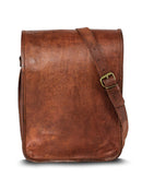 NAMA 'Roman' Schultertasche Echtes Leder Umhängetasche für Damen und Herren Messenger Bag Vintage Handtasche Reisetasche Tablettasche Naturleder Braun