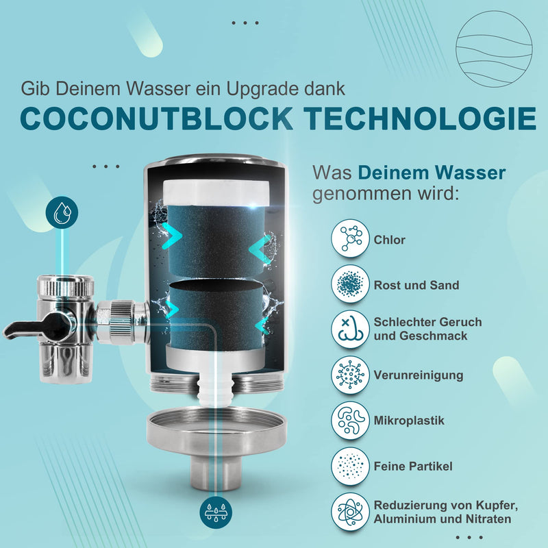 up!water® Wasserfilter Kartusche | Filterkartusche für Wasserfilter Wasserhahn | Wasser Filtersystem mit Aktivkohlefilter aus nachhaltigem CoconutBlock