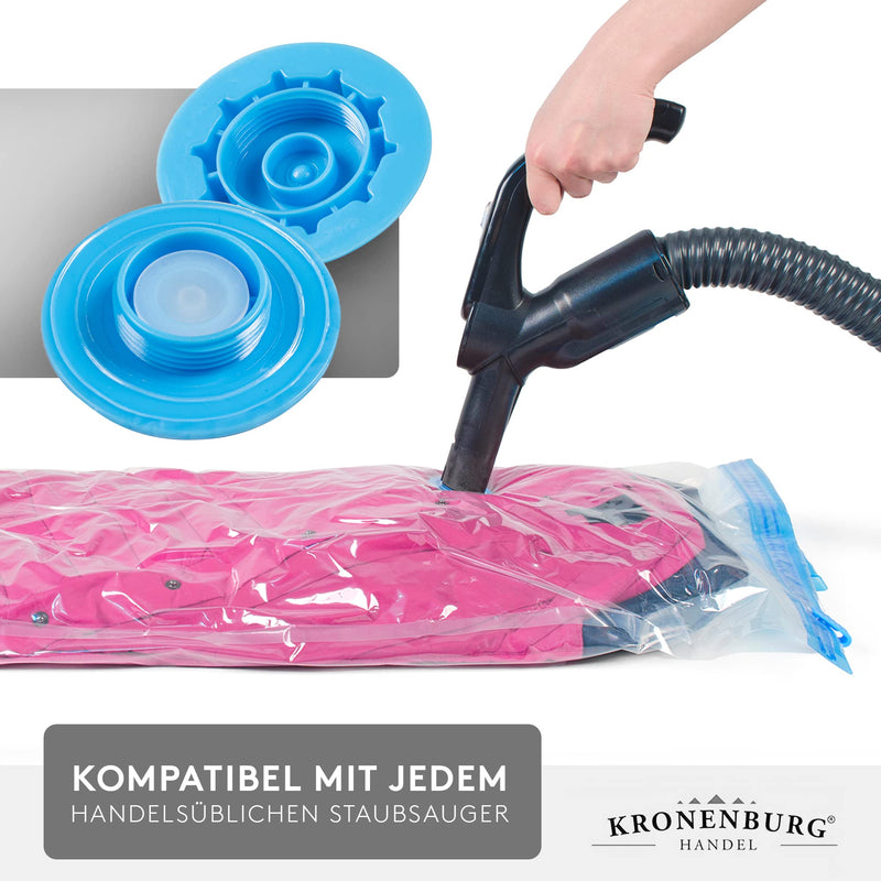 Kronenburg Vakuumbeutel für Kleidung 6er Set 130x90 cm - Vakuum Kleiderbeutel wiederverwendbar - Aufbewahrungsbeutel für Kleidung Bettwäsche Winterkleidung und mehr - weitere Sets wählbar