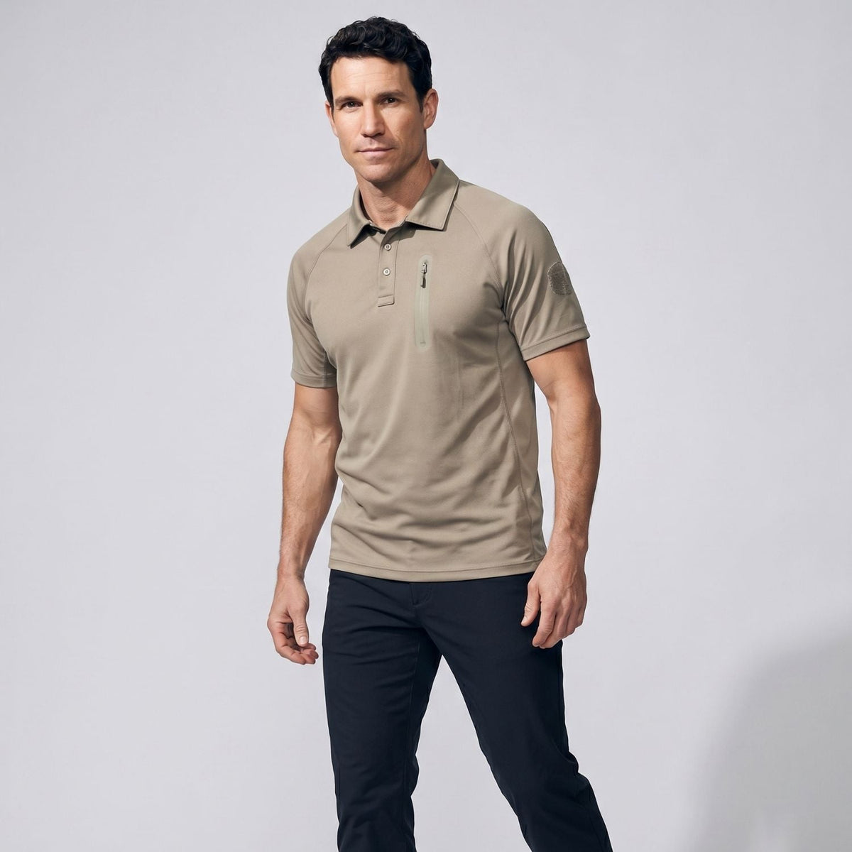 Herren Schnelltrocken-Poloshirt – Reißverschlusstasche, Outdoor