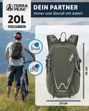 Terra Peak Wanderrucksack 20L Damen Herren Active 20 olivegrün klein - backpack wasserdicht - Rucksack zum Wandern, Camping und Outdoor - handgepäck mit laptop-fach - unisex daypack