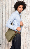 LEABAGS Leder Umhängetasche Herren & Damen I Echtleder Laptoptasche bis 13 Zoll I Messenger Bag mit Schultergurt I Schultertasche I Arbeitstasche I Tragetasche I Handtasche I Nature Grün