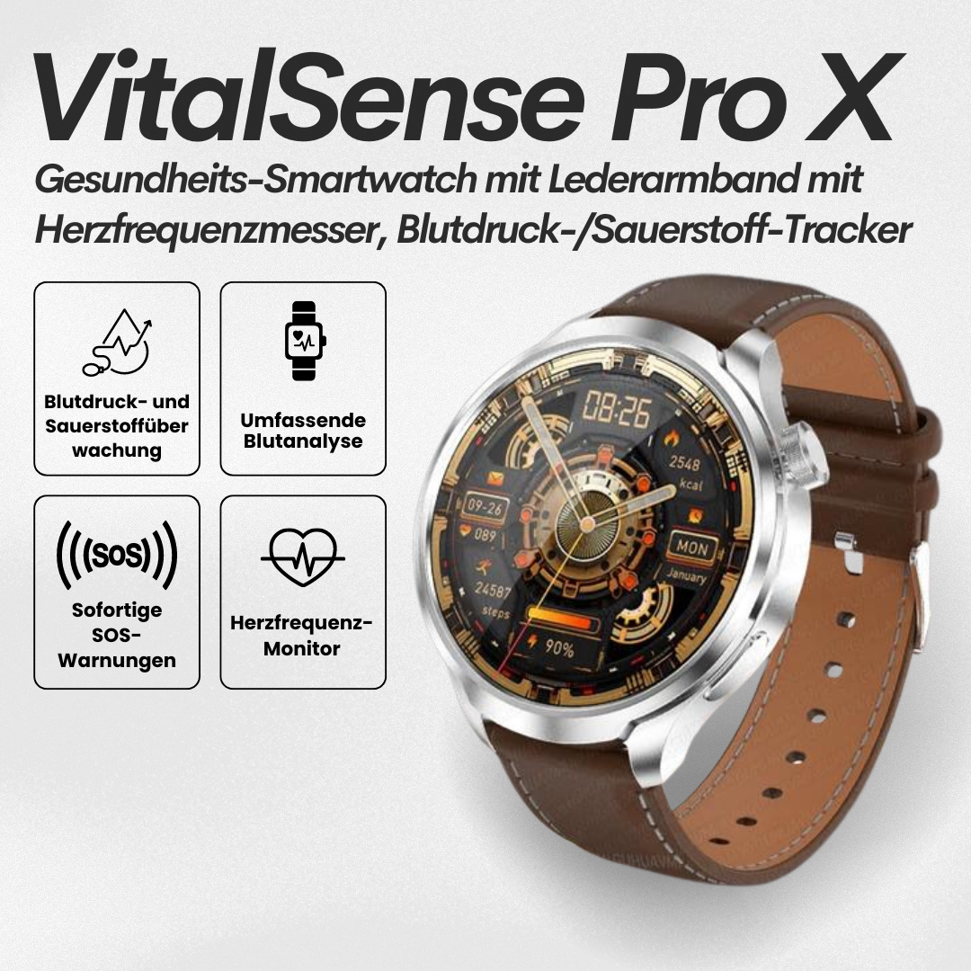 Rebolet | VitalSense Pro X - Gesundheits-Smartwatch mit Lederarmband (2025)