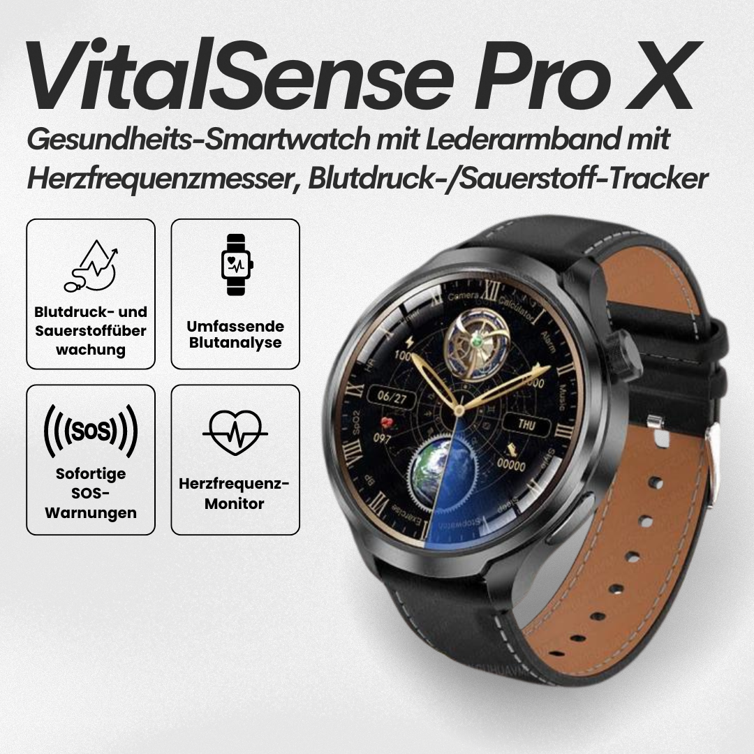 Rebolet | VitalSense Pro X - Gesundheits-Smartwatch mit Lederarmband (2025)