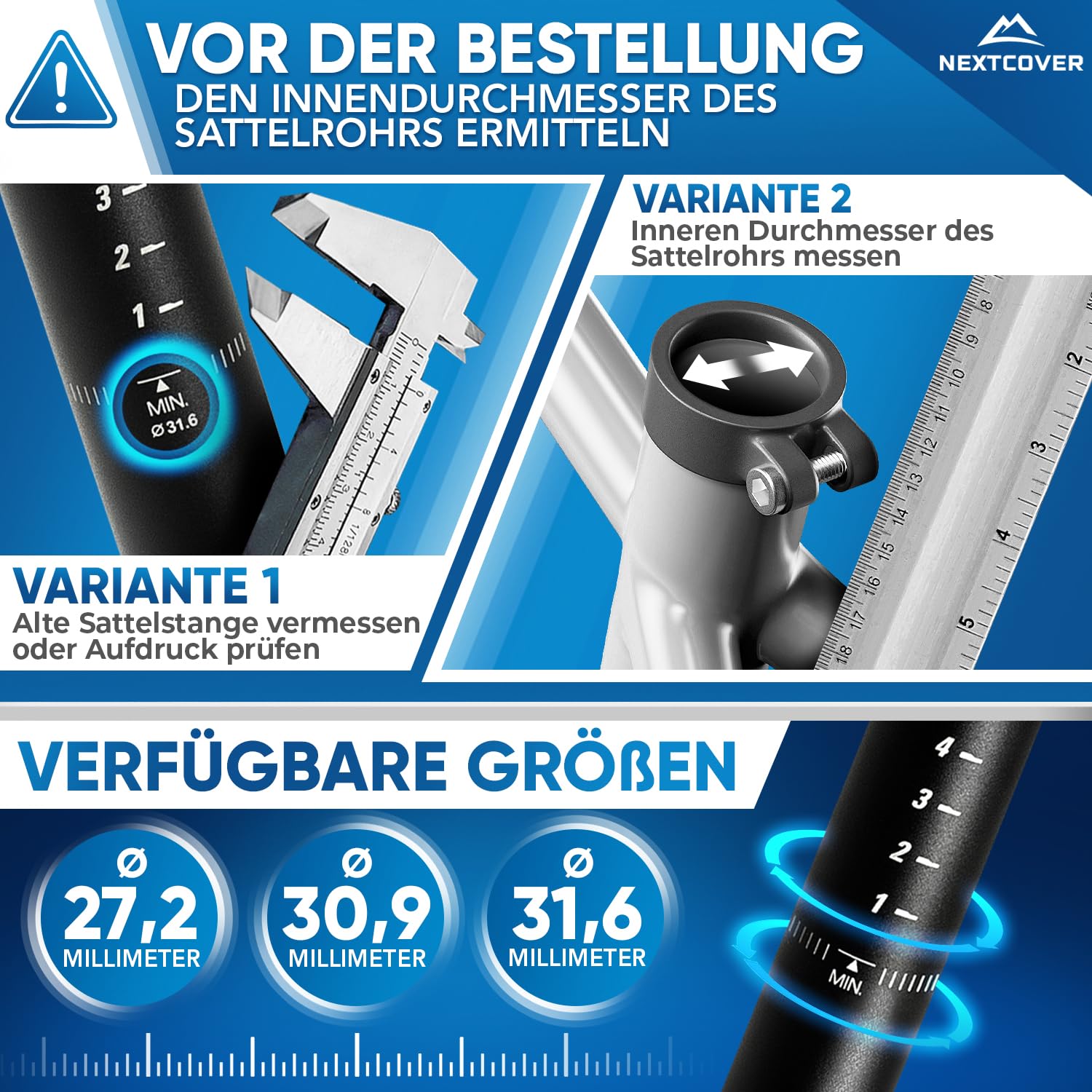 NEXTCOVER® Sattelstütze gefedert mit 31.6mm Durchmesser und [Comfort-Spring] Technologie I gefederte Sattelstütze, Sattelstange, Federsattelstütze, Sattelfederung