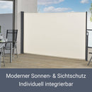 Juskys Seitenmarkise Dubai 500 x 160 cm ausziehbar Blickdicht, Sichtschutz & Windschutz für Balkon & Terrasse, Seitenrollo mit Wandhalterung - beige