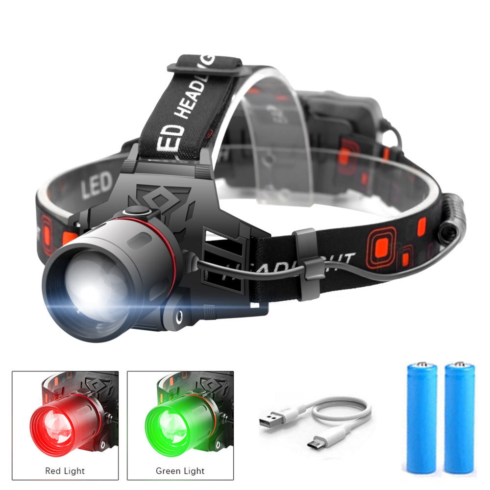 Rebolet | Wiederaufladbare LED Stirnlampe mit Weiß-, Rot- und Grünlicht – Leistungsstarke Kopflampe mit USB und Akku